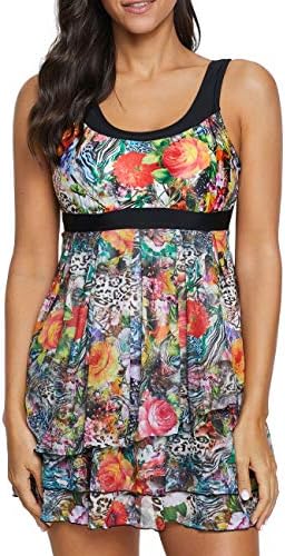 TUTUESTHER Swimming Suits for Women Plus Size Swimwear Ladies Tummy Control Tankini Set with Boyshorts Bathing Suits