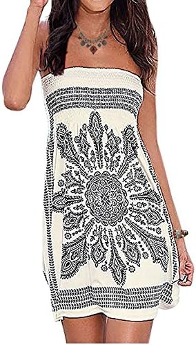 Women Coverup Summer Strapless Beach Dress Swimwear Boho Bathing Covers