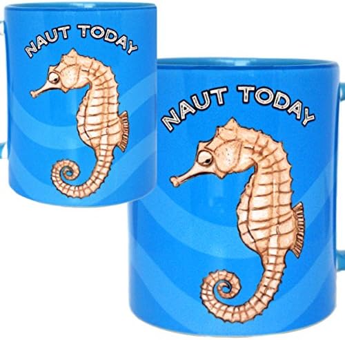 Seahorse Naut Today Mug by Pithitude - One Single 11oz. Blue Coffee Cup