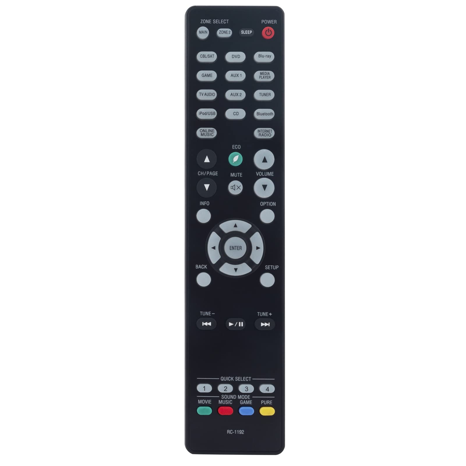 RC-1192 Replacement Remote Control Fit for Denon Integrated Network AV Receiver AVR-S900W AVR-S910W AVR-S920W AVR-X2100W AVR-X2200W AVR-X2300W AVR-X3100W AVR-X3200W AVR-X3300W AVR-X5200W