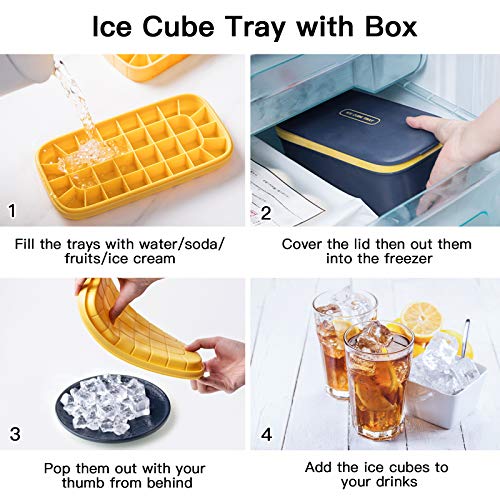 HOTUCG Eiswürfelbox, Ice Cube Tray, Eisbox mit Deckel Eiswürfelform Silikon Kunststoff Eiswürfelbehälter Doppelschicht… – Bild 5