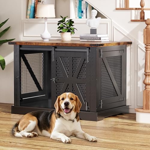 40" Dog Crate Furniture with Sliding Doors for Medium Dogs Up to 45 lbs at Amazon