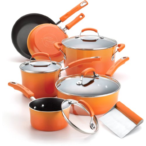 Rachael Ray Orange Porcelain Enamel II 10 Piece Cookware