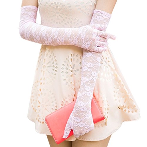 Women Vintage Full-Finger Opera Lace Gloves Special Occasion Evening Costume Party Wedding Bridal Gloves