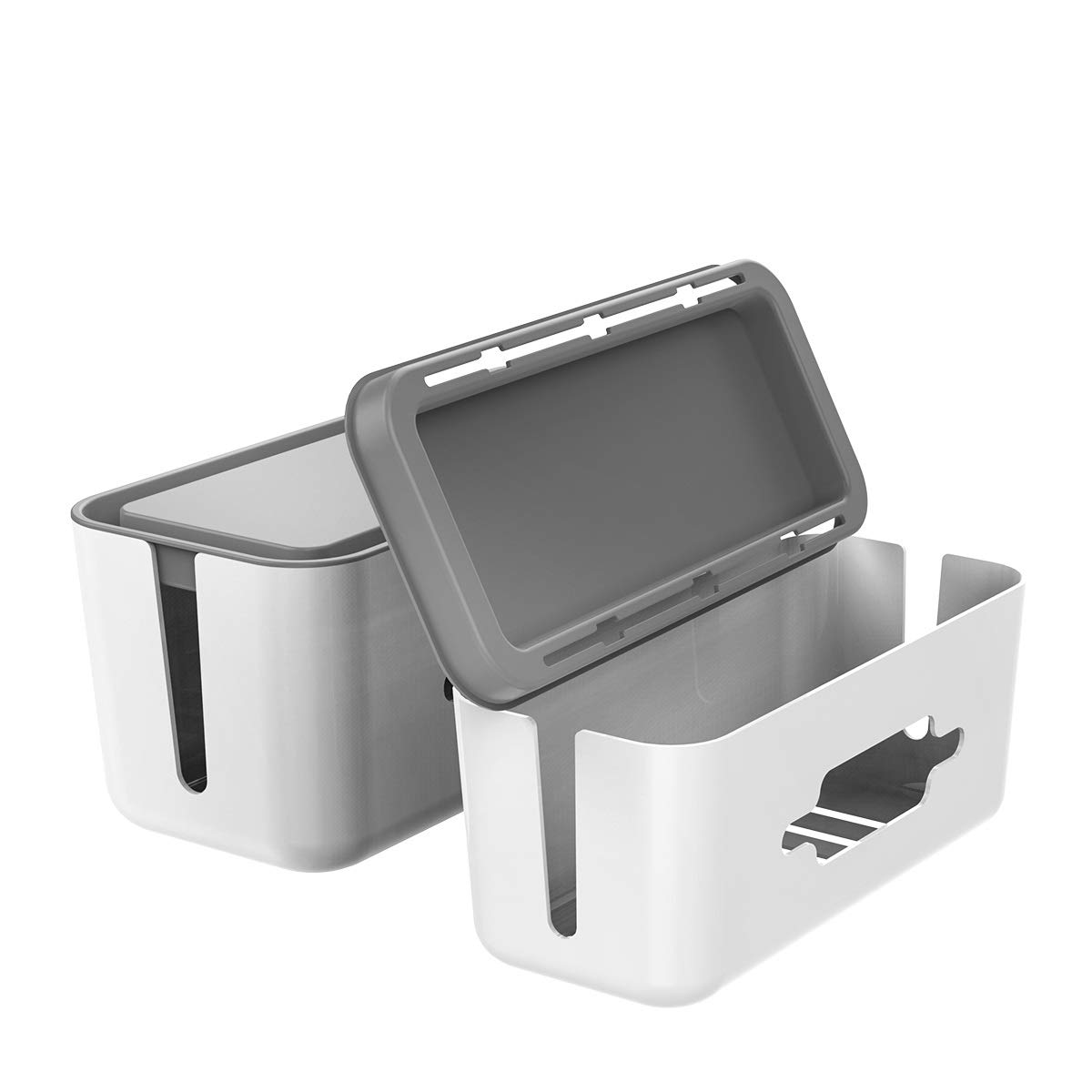 ORICO Cable Management Box Kits, 2 Power Strip Hider with Phone Tablet Holder Stand and 3.3ft Cable Tie Cord Organizer Box to Hold and Hide Power Strip/Power Cord (Small & Medium Set)