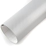 PEATOP Carbon Fiber Vinyl Wrap Bubble Free Air Release 4D Texture Sheet Roll Film Anti-Wrinkle Silver (60