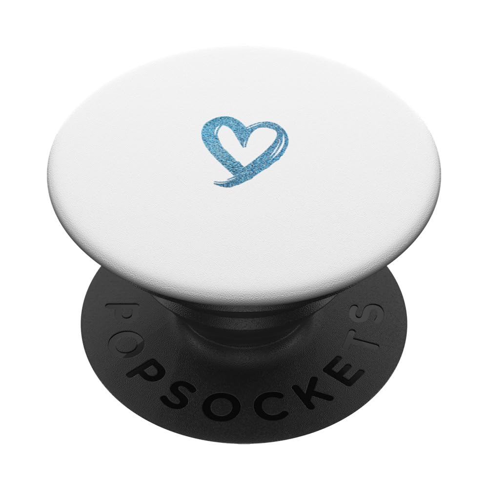 Blue Minimalist Heart White PopSockets Adhesive PopGrip