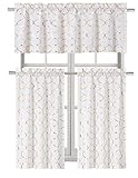 GoodGram Metallic Foil Lattice Kitchen Curtain Tier & Valance Set - Assorted Colors (Gold)