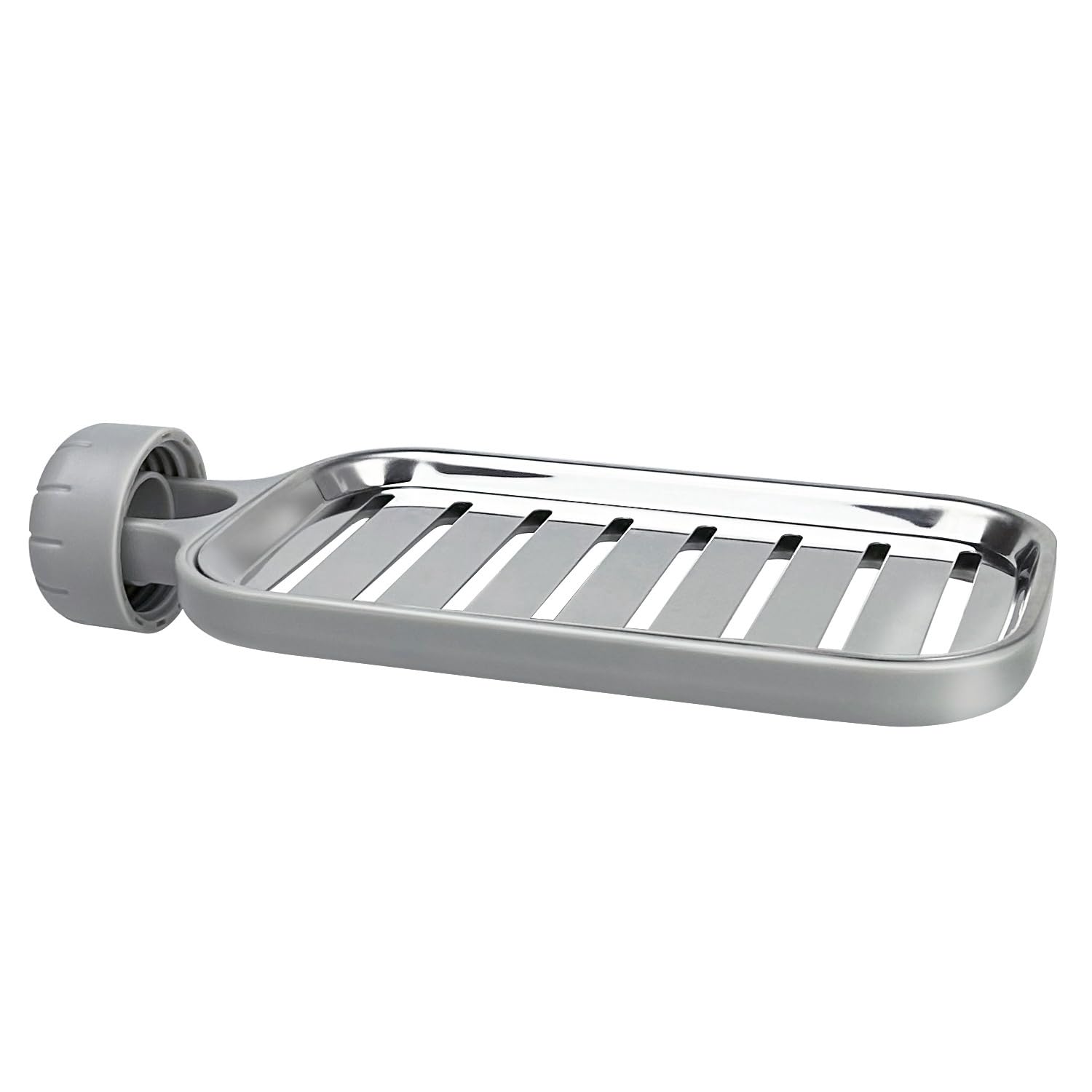 Shower soap holder 304 Stainless Steel bathroom shower shelf for Rail 20-27mm,sponge holder Soap Dish Holder,kitchen Sink Storage Rack No Drill (Grey)