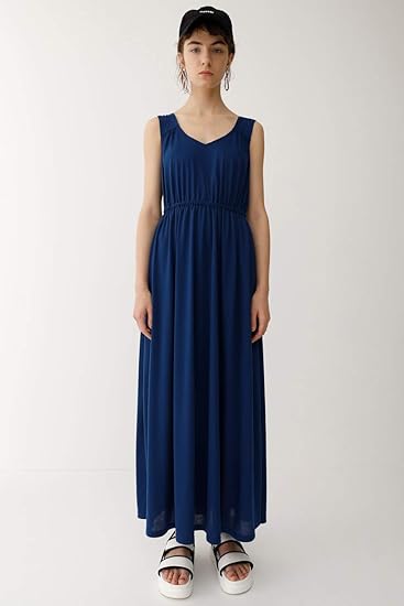Amazon マウジー Moussy ワンピース Front Gather Long Dress レディース ダークブルー Free ワンピース チュニック 通販