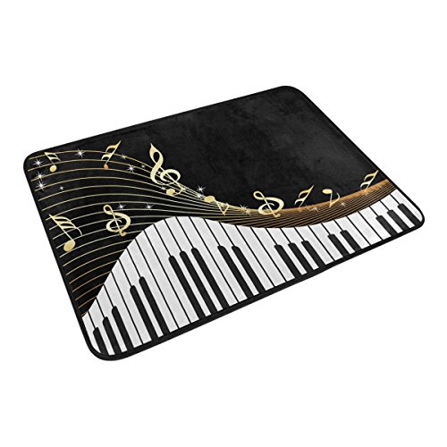 Naanle Modern Art Music Note with Piano Keyboard Waterproof Polyester Fabric Shower Curtain (60" x 72") Set with 12 Hooks and Bath Mats Rugs (23.6" x 15.7") for Bathroom - Set of 2 - Thumbnail 5