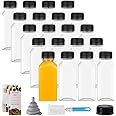 20 PCS 8 Ounce Empty Plastic Juice Bottles with Black Tamper Evident Lids, Clear Reusable Containers with Label, Funnel and B