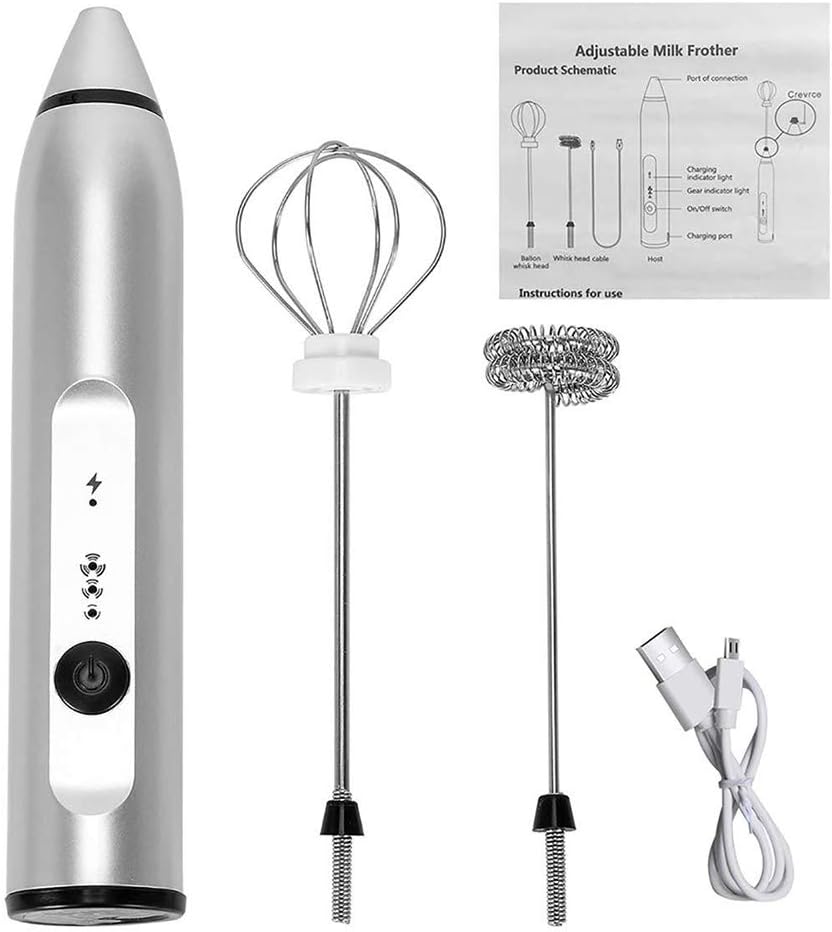 HAJZF 2 In 1 Electric Milk Frother With Rechargeable Battery And