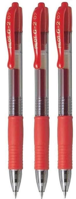 Pilot G2 07 Fein Einziehbarer Tintenroller/Gelschreiber, 0,7 mm Spitze, 0,39 mm Strichbreite, Nachfüllbar BL-G2-7 (3 Stück)