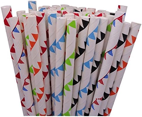 VvW 150 Assorted Colors Party Paper Drinking Straws - Combo-pennant