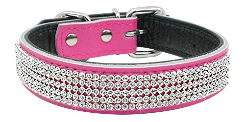 Berry Pet Bling Rhinestones Dog Collar - Soft Genuine Padded Leather Made Sparkly Crystal Diamonds Studded -Perfect for Pet Show & Daily Walking (S 10-13