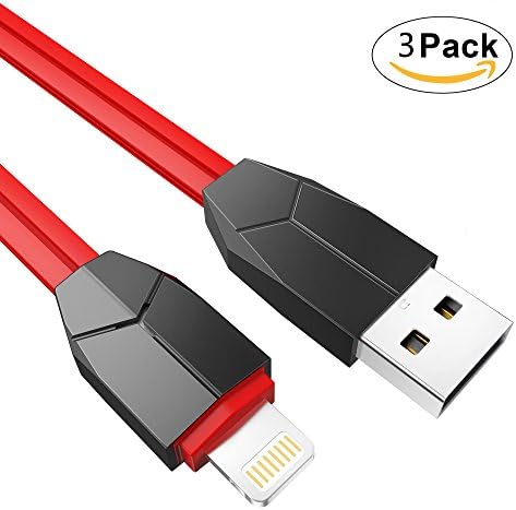 Lightning Cable iPhone Charger cable 3 Pack(0.5M/1.6FT 1.2M/4FT 2M/6.6FT) for iPhone X, 8, 8 Plus, 7, 7 Plus, 6s, 6s Plus, 6, 6 Plus, SE, 5s, iPaiPad Air, iPad Pro, iPod-Red WEIYATS (red)