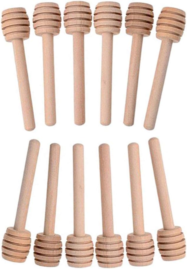 IHOMYIPET Mini Honey Dipper, Wood Honey Spoon Stir Bar for Honey Jar Supplies Long Handle Mixing Stick Dipper Dessert Tools (8cm)
