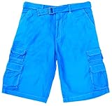 North 15 Men's Belted Ripstop Multi Cargo Pockets Cotton Short 17 Colors