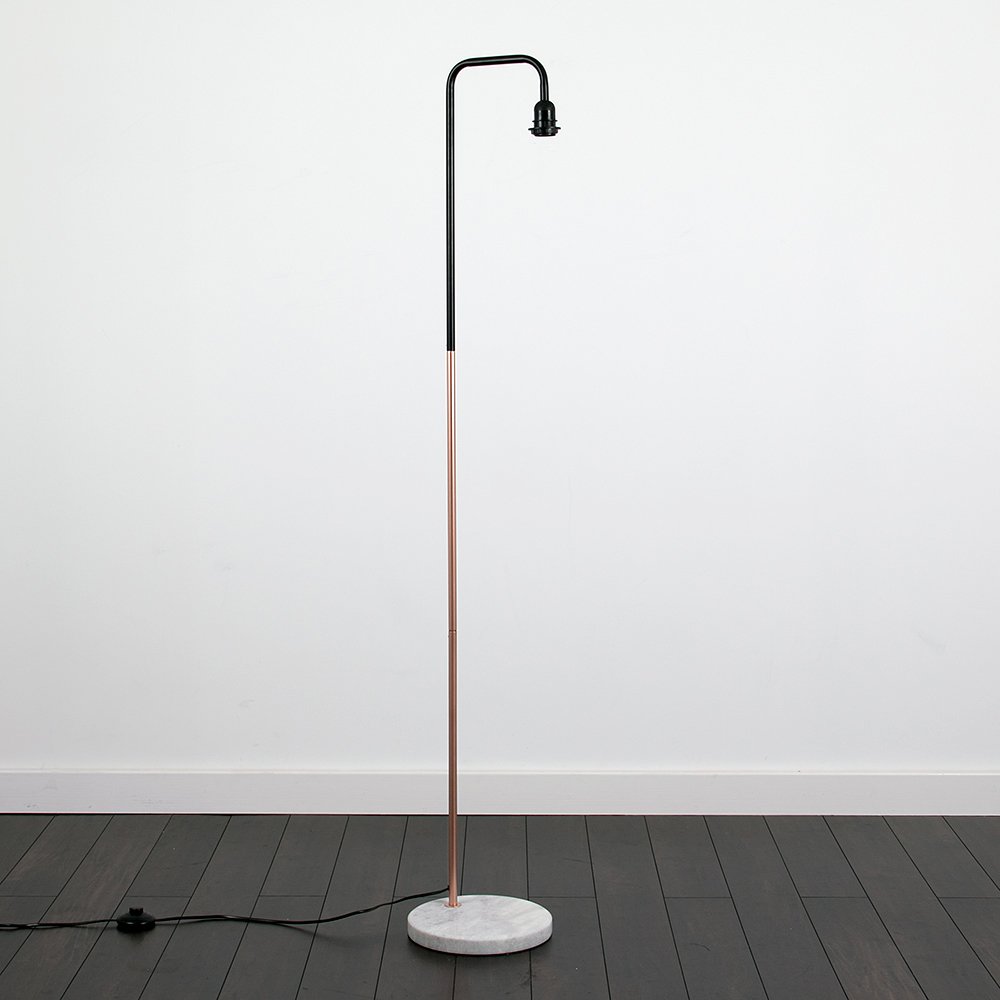 Retro Style Black Copper Metal White Marble Floor Lamp Base