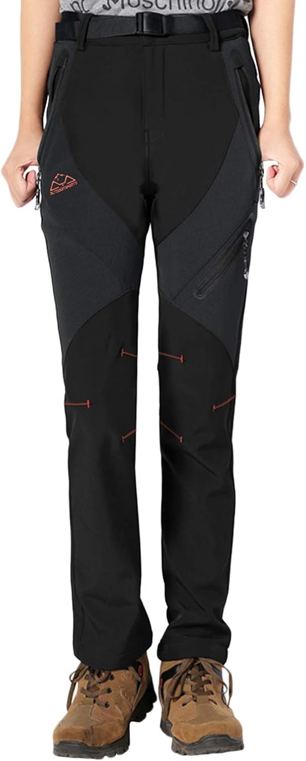 Rdruko Women's Waterproof Windproof Fleece Lined Warm Hiking Ski Snow Insulated Pants: Clothing