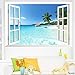 Large Removable Beach Sea 3D Window Decal Wall Sticker Home Decor Exotic Beach View Art Wallpaper Mural