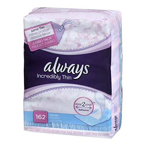 Always  Thin Liners Wrapped Unscented 162 Count (Pack of 2)