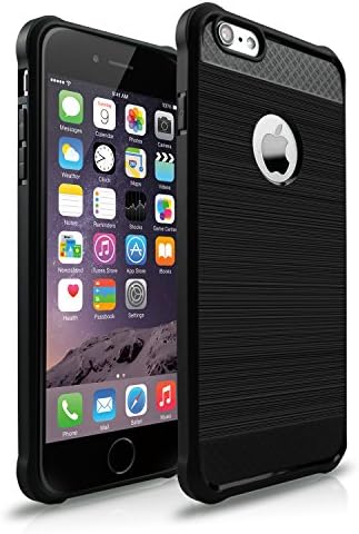 iPhone 6 6S Case,CSTG Soft Anti-Scratch Flexible Ultra Slim Protective Case with Resilient Shock Absorption and Carbon Fiber Design for iPhone 6/6S 4.7 Inch [Black]