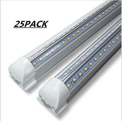 CIDA T8 LED Tube for 4 feet, 48 inches, 24W, 192 pc LED, 6000K Color Temperature, 2500 lumens, 50,000 Hours! LED Tube, Transparent Cover,UL and CE Certification (25pack, 6000k)