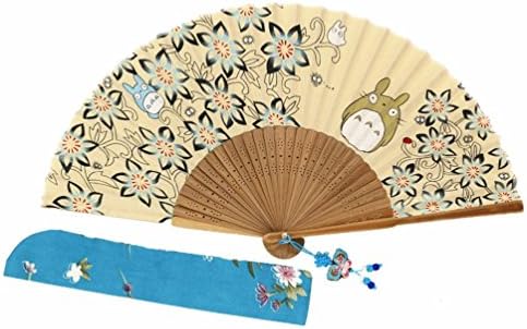 Wise Bird Hand Held Folding Japanese Fan - F604(Design 2017)Chinese Handheld Silk Breeze Pocket Fan For Women,Outdoor Wedding Party Decorations with Silk Pouch and Embroidery.Gifts for Women