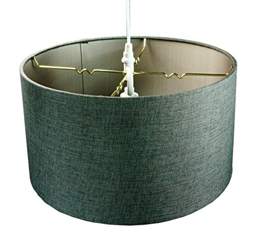 2 Light Plug-In Pendant Light By Home Concept - Hanging Swag Lamp Shallow Drum Granite Grey with Diffuser - Perfect for apartments, dorms, no wiring needed (Grey, White two-light)