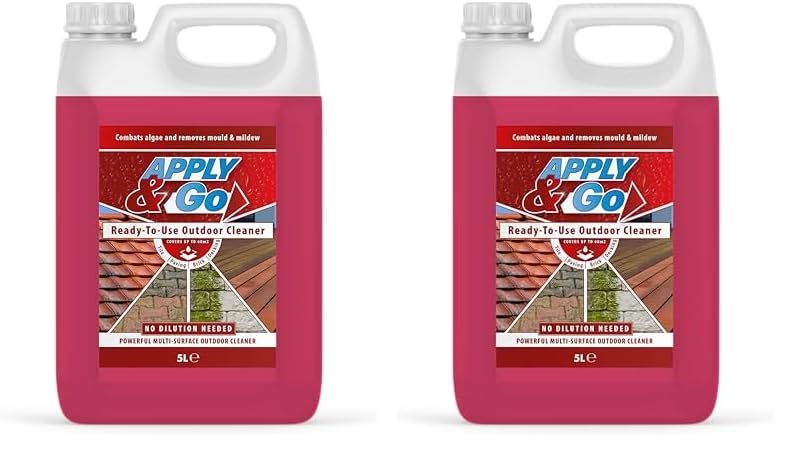 Apply & Go - Mould, Mildew, Lichen, Algae Remover | Ready To Use Outdoor Cleaning Treatment | Decking, Driveways, Rooftops, Path and Patio Cleaner (Up to 60m2 coverage) - 5 Litre (Pack of 2)