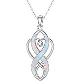 YYmqmq Celtic Knot Necklace for Women 925 Sterling Silver Opal Irish Necklace Infinity Heart Pendant Celtic Jewelry Birthday Gifts for Girlfriend Mom