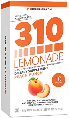 310 Lemonade Peach Punch - Water Enhancer and Flavoring | Slimming 310 Lemonade Helps Restore PH Balance to Your Body | 0 Grams of Sugar and CAFFEINE-FREE