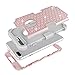 LONTECT Compatible iPhone 7 Plus Case Hybrid Heavy Duty Shockproof Diamond Studded Bling Rhinestone Cas Dual Layer [Hard PC+ Soft Silicone] Impact Protection for Apple iPhone 7 Plus, Rose Gold/Grey