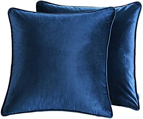 Yange Decorative Throw Pillow Cases,2-Pack Solid 18''x18'' Cushion Covers,Luxury Soft (Navy Blue)