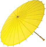 Luna Bazaar Paper Parasol (32-Inch, Buttercup Yellow) - Chinese/Japanese Paper Umbrella - For Weddings and Personal Sun Protection