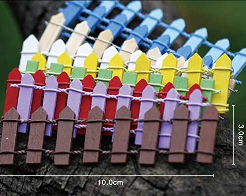 Vivian Mini Wood Picket Fence DIY Garden Miniature Landscape Dollhouse Plant Pot Decor Set 4pcs (Green) - Thumbnail 3