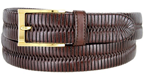 Genuine Leather Center Weaved Hand Woven Dress Belt 1-1/4