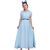 Wendy Costume Cosplay Dress Adult Women Girls Blue Darling Princess Maxi Dress Halloween Fancy Party Dressing Up