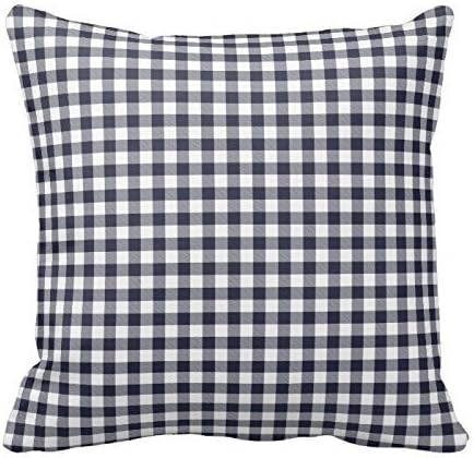 Custom Decorative Cushion Covers Navy Blue and White Pillow Gingham Checkered Plaid Pattern Throw Pillow Cover Pillowcases Square Two Sides