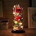 MISBEST Beauty and The Beast Rose, Enchanted Rose Artificial Silk Rose Flower in Glass Dome with LED Light Wooden Base for Valentine's Day Wedding Anniversary Birthday Gift