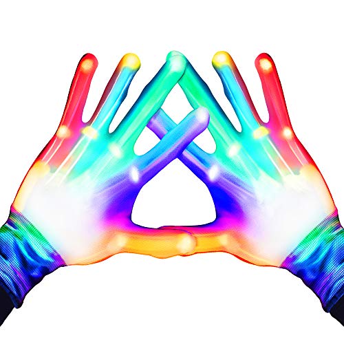 Toys for 3-12 Year Old Boys Girls, WIKI Colorful Flashing Finger Gloves for Kids Cool Toys for Teen Boys Girls Age 3-12 Birthday Gifts Presents for 3-12 Year Old Teen Boys Girls WKUSSTG05