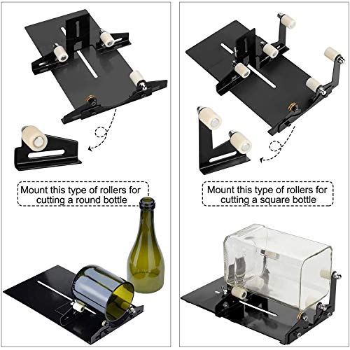 YOSWAN Glass Bottle Cutting Tool Upgrade Version Square and Round Wine Beer Glass Sculptures Cutter for Hand Tool Better Cutting Control Create Glass Flowerpot Making (Stainless Iron Black) - Thumbnail 3