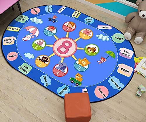 Kids Play Mat,GABWE Classroom Rug Kids Rug 5'3"x7'6" Colorful Alphabet Educational Children Area Rug Kindergarten Nursery Rug Blue Background, for Bedroom, Nursery, Classroom