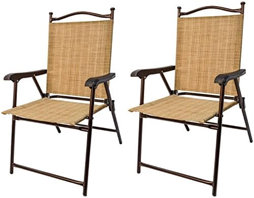 Sling Black Outdoor Furniture Chairs, Bamboo, Set of 2
