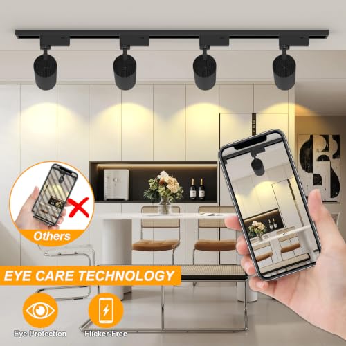 Bacane Track Lighting Kit 20W, Adjustable LED Lights 3000k-4000k-6500k, Track Lighting Fixtures Ceiling For Kitchen Accent Art, 800LM (Light - 4P)