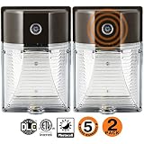 OOOLED LED Wall Pack,Dusk to Dawn (PHOTOCELL Included,26W 3000lm 120-277V 5000K Daylight,DLC cETLus-Listed 150-250W MH/HPS Replacement, Outdoor/Entrance Security Light (5000K) 2 Pack