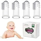 Baby Toothbrush, Tinabless 4PCS Food Grade Silicone Finger Toothbrush for Infant&amp;Toddlers&amp;Kids, Toothbrush Teether and Oral Massager