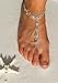 Crystal Swarovski Style Barefoot Sandals Beach Wedding Rhinestone Anklet - Set of 2 … Silver